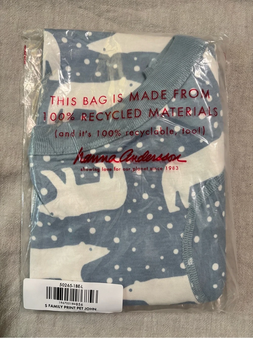 Hanna Andersson Light Blue Polar Bear Print Dog Tee NWT